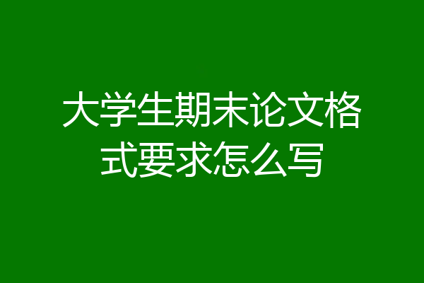 大学生期末论文格式要求怎么写
