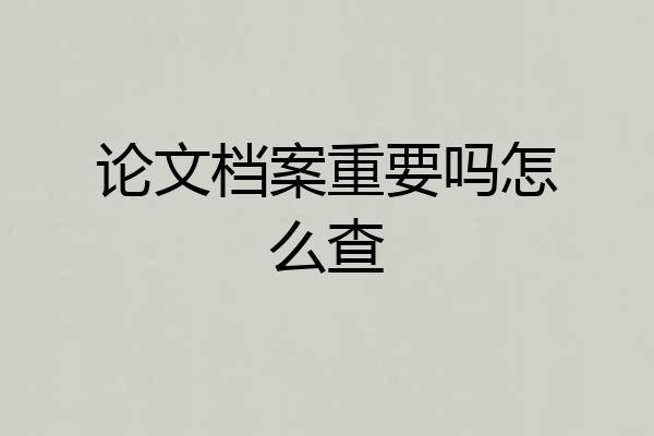 论文档案重要吗怎么查