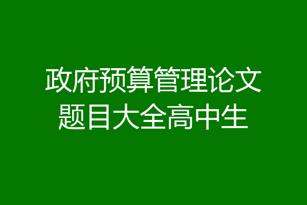 政府预算管理论文题目大全高中生