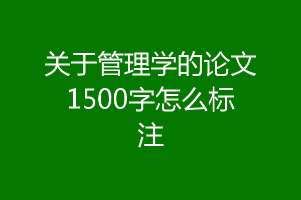 关于管理学的论文1500字怎么标注