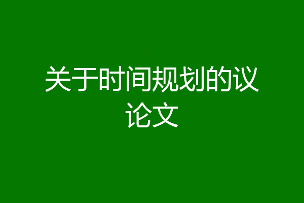 关于时间规划的议论文