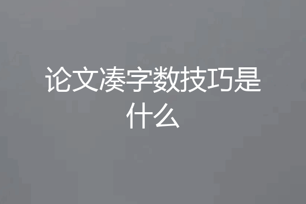 论文凑字数技巧是什么