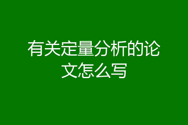 有关定量分析的论文怎么写