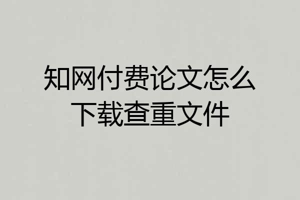 知网付费论文怎么下载查重文件