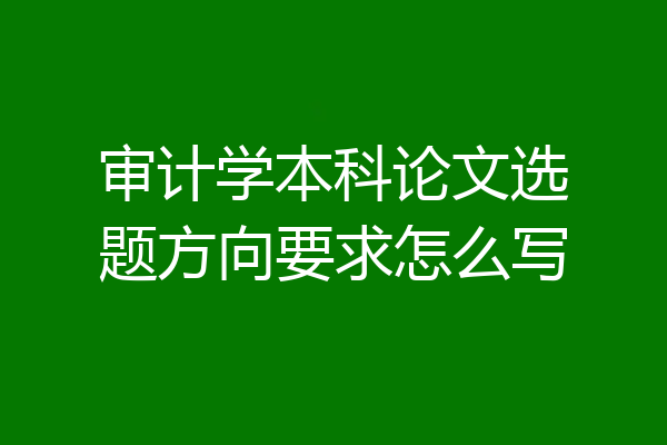 审计学本科论文选题方向要求怎么写