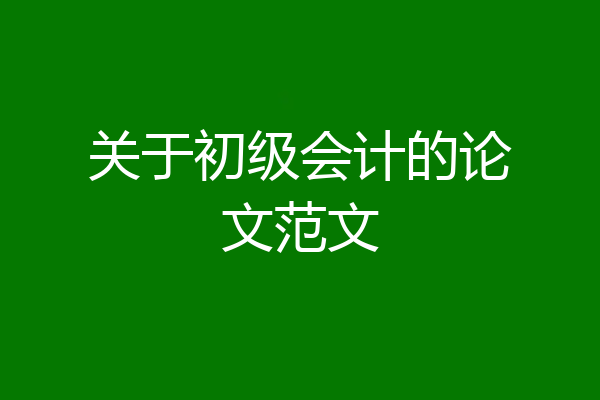关于初级会计的论文范文