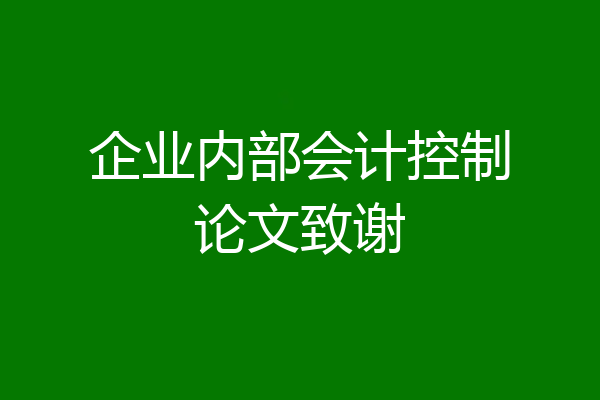 企业内部会计控制论文致谢