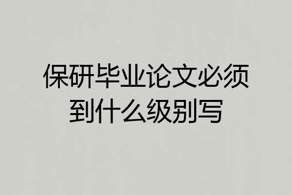 保研毕业论文必须到什么级别写