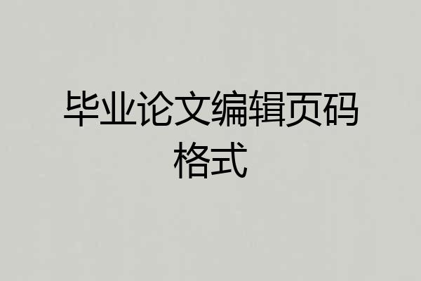 毕业论文编辑页码格式