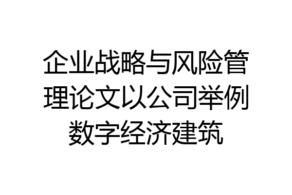 企业战略与风险管理论文以公司举例数字经济建筑