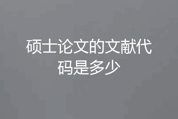 硕士论文的文献代码是多少