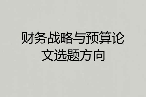 财务战略与预算论文选题方向