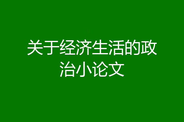 关于经济生活的政治小论文