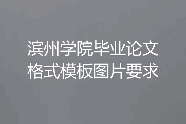 滨州学院毕业论文格式模板图片要求