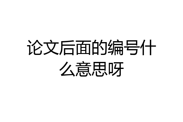 论文后面的编号什么意思呀