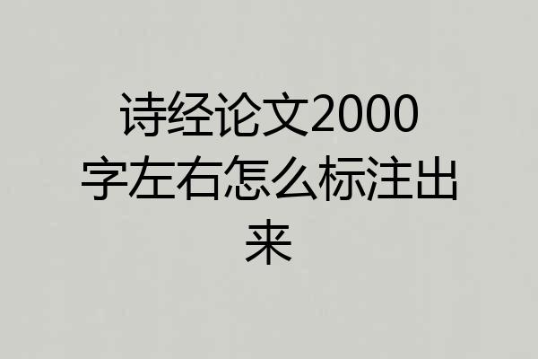 诗经论文2000字左右怎么标注出来