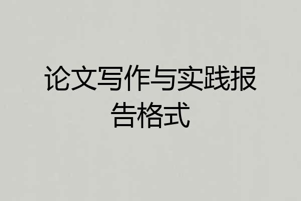 论文写作与实践报告格式