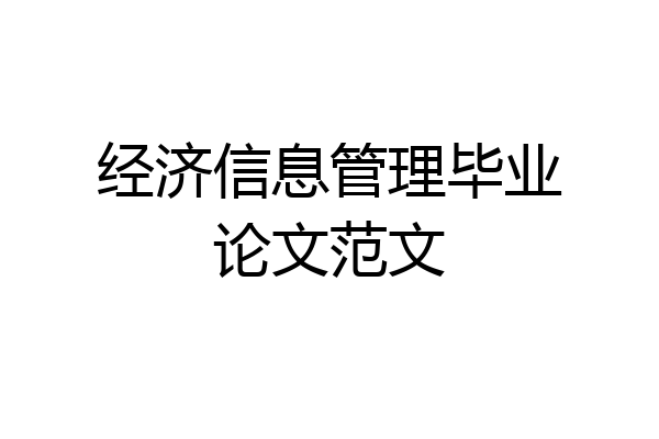 经济信息管理毕业论文范文