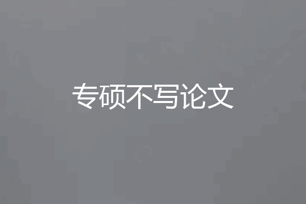 专硕不写论文