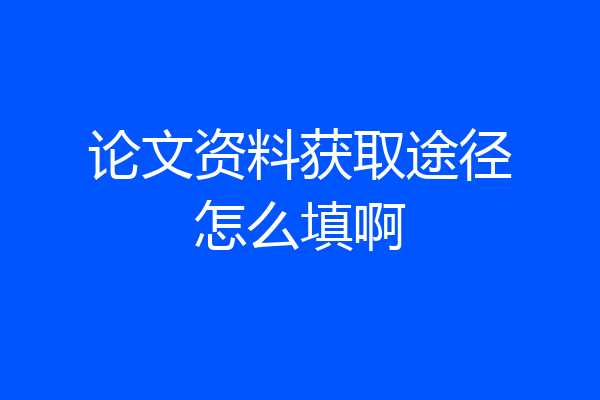 论文资料获取途径怎么填啊