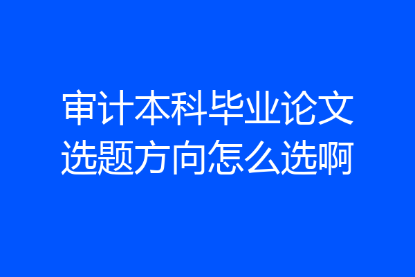 审计本科毕业论文选题方向怎么选啊