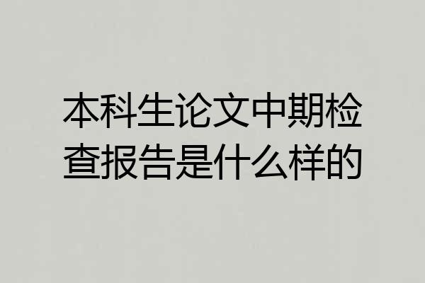 本科生论文中期检查报告是什么样的