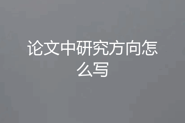 论文中研究方向怎么写