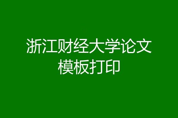 浙江财经大学论文模板打印