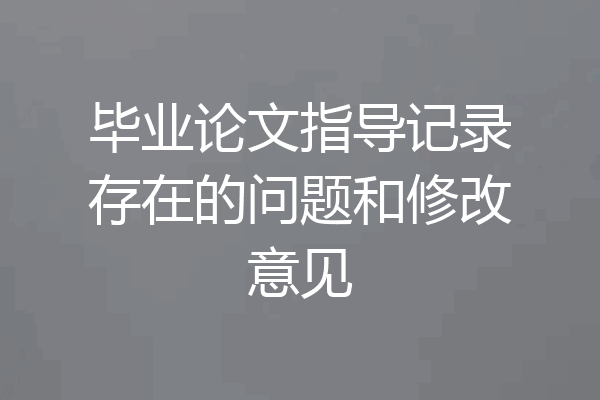 毕业论文指导记录存在的问题和修改意见