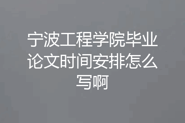 宁波工程学院毕业论文时间安排怎么写啊