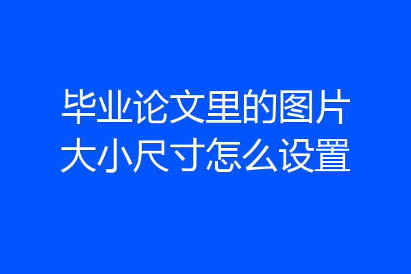毕业论文里的图片大小尺寸怎么设置