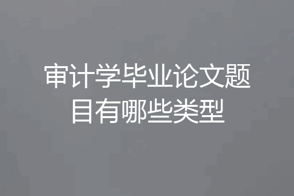 审计学毕业论文题目有哪些类型