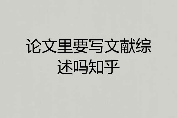 论文里要写文献综述吗知乎
