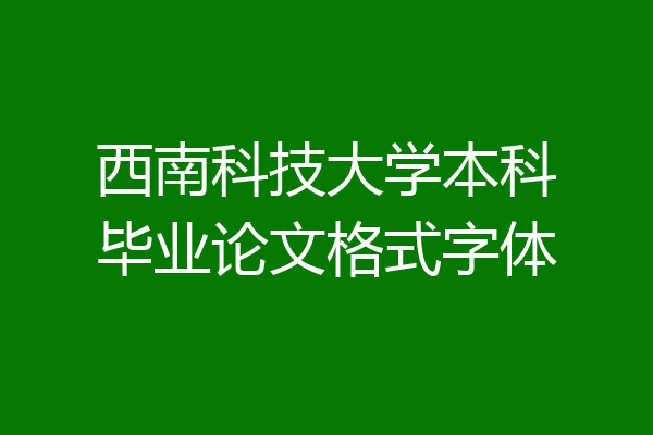 西南科技大学本科毕业论文格式字体