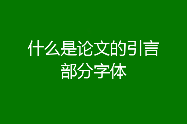 什么是论文的引言部分字体