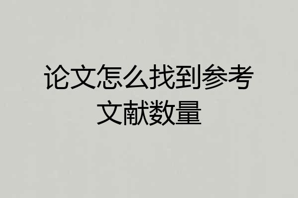 论文怎么找到参考文献数量