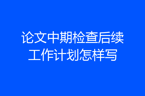 论文中期检查后续工作计划怎样写