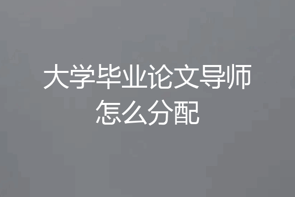 大学毕业论文导师怎么分配