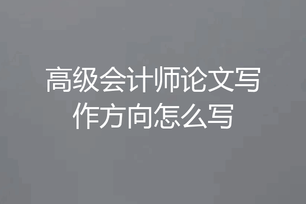 高级会计师论文写作方向怎么写