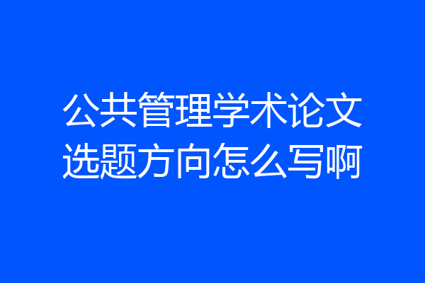 公共管理学术论文选题方向怎么写啊