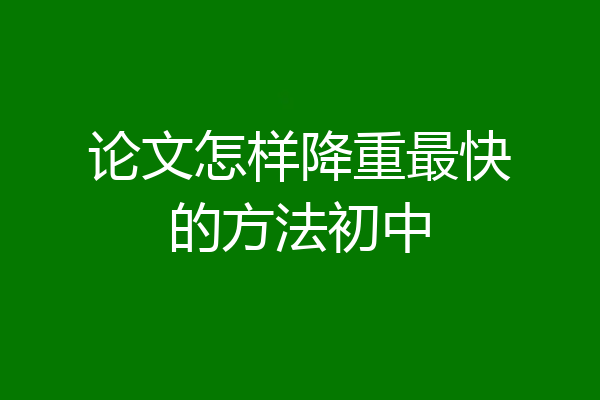 论文怎样降重最快的方法初中