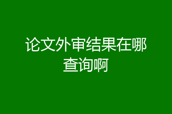 论文外审结果在哪查询啊