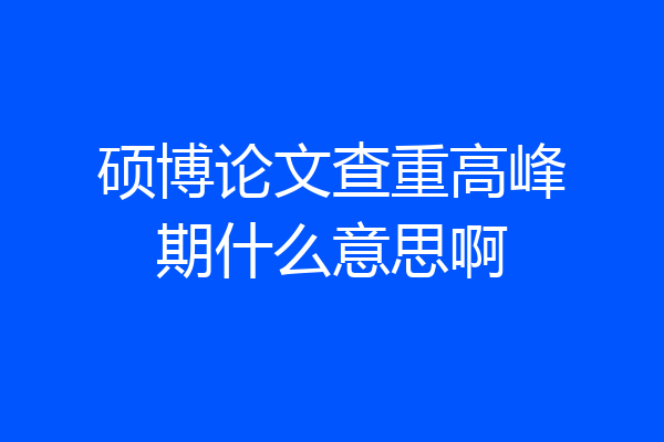 硕博论文查重高峰期什么意思啊