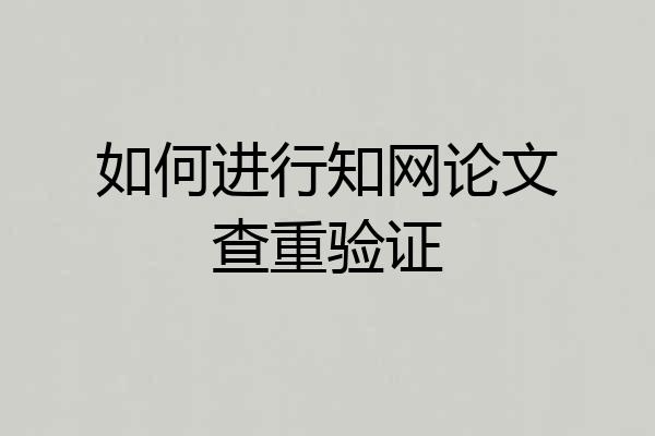 如何进行知网论文查重验证