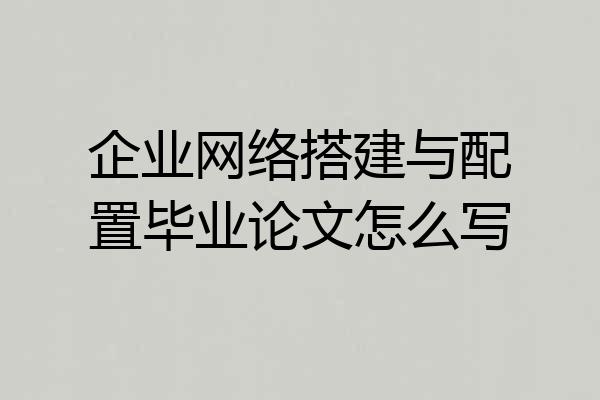 企业网络搭建与配置毕业论文怎么写