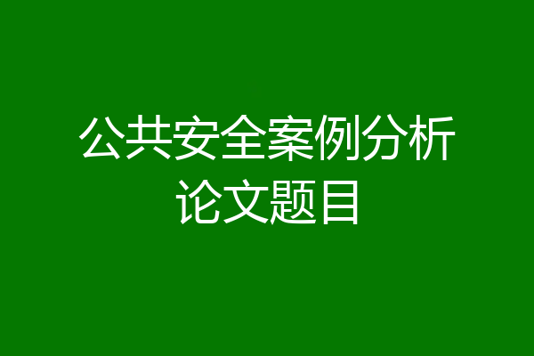 公共安全案例分析论文题目