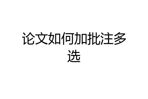 论文如何加批注多选
