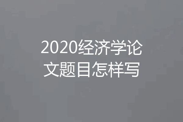 2020经济学论文题目怎样写