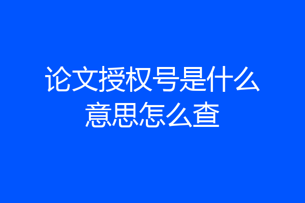 论文授权号是什么意思怎么查