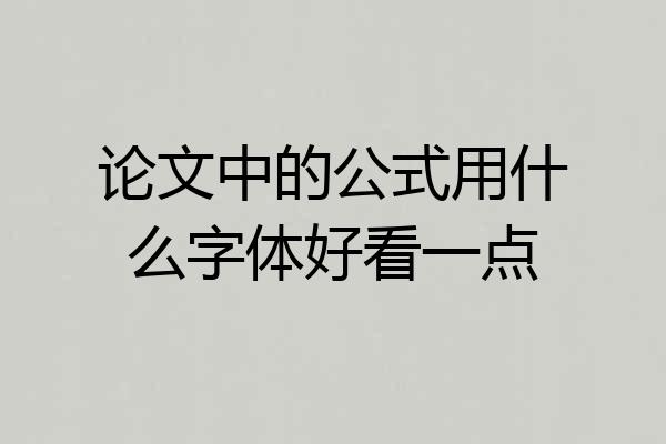 论文中的公式用什么字体好看一点